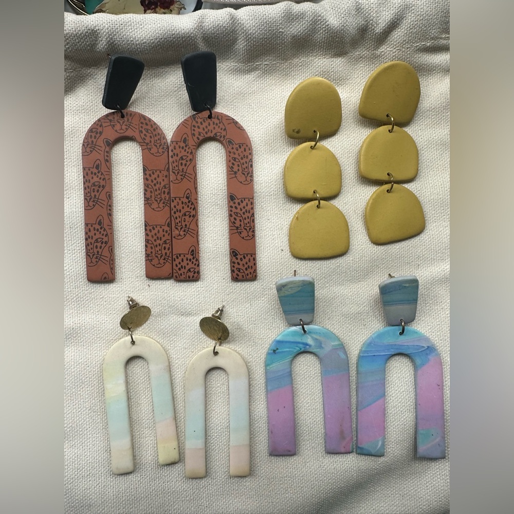 Colorful Handmade Clay Earrings Set
